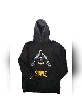 BATMAN STAPLE hooded sweater hoody black yellow cotton blend coastal Men's Med